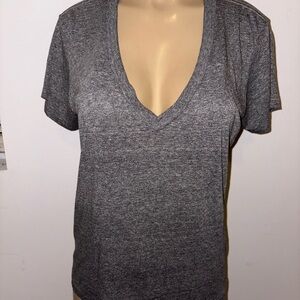 Current/Elliott Charcoal V-Neck Short Sleeve Tee